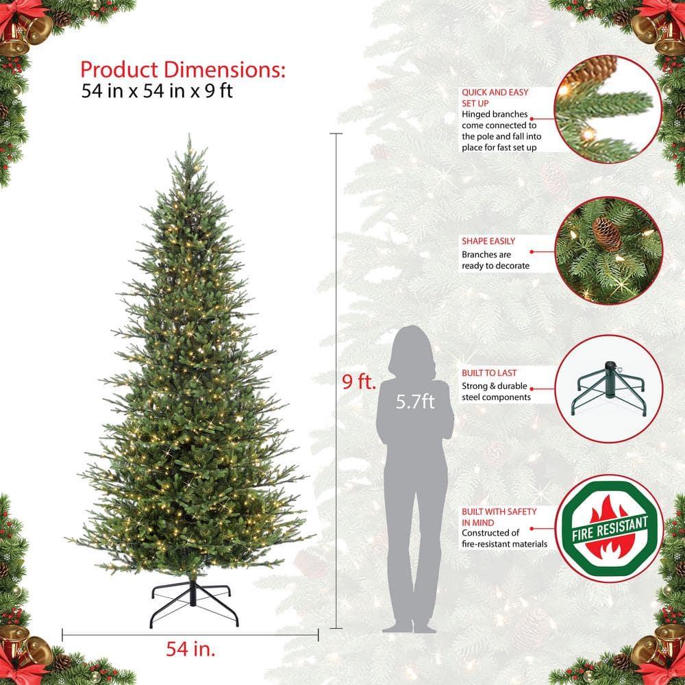 9 ft. Pre-Lit Slim Balsam Fir Artificial Christmas Tree with 800 UL ...