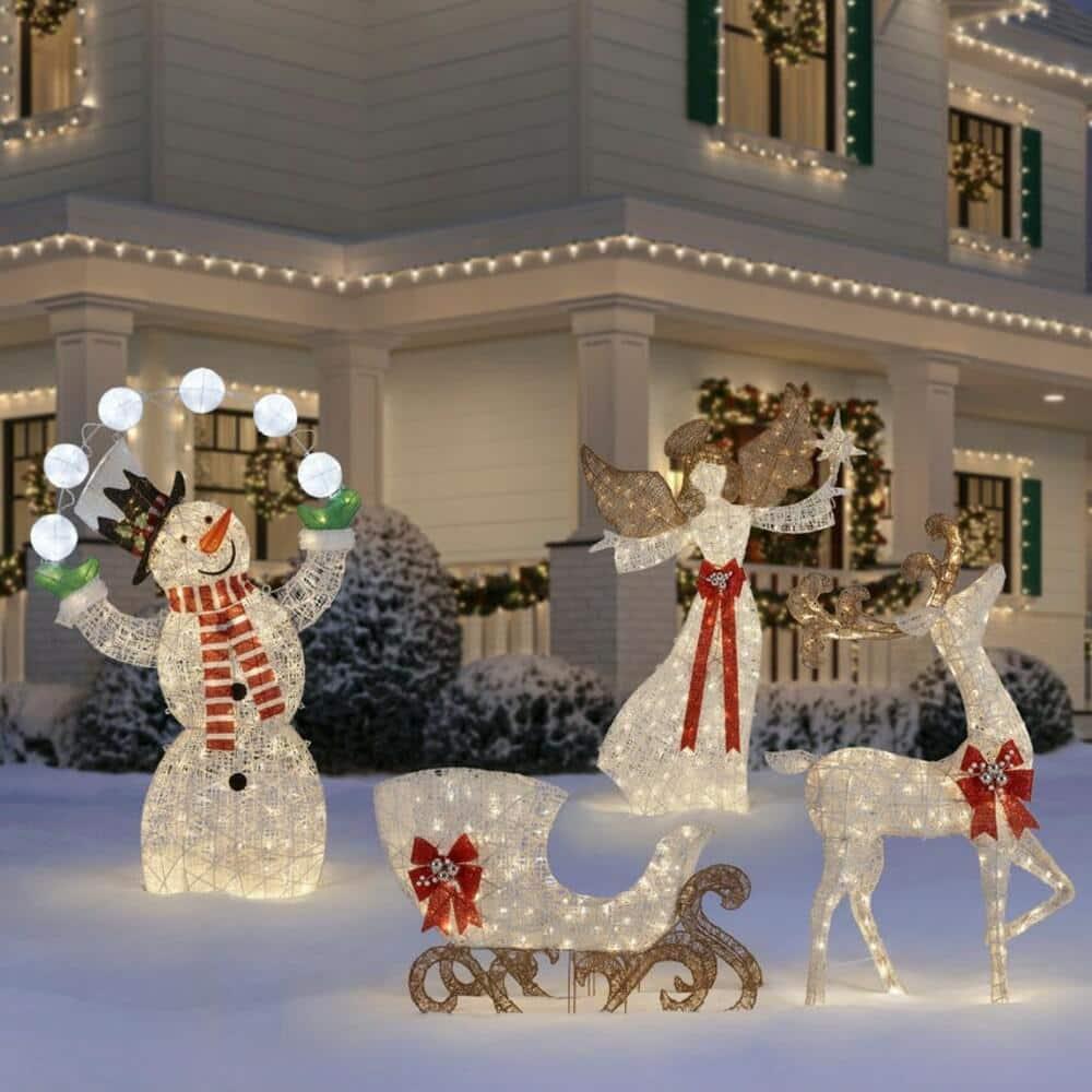 6 ft Warm White-Cool White LED Juggling Snowman Holiday Yard Decoration ...