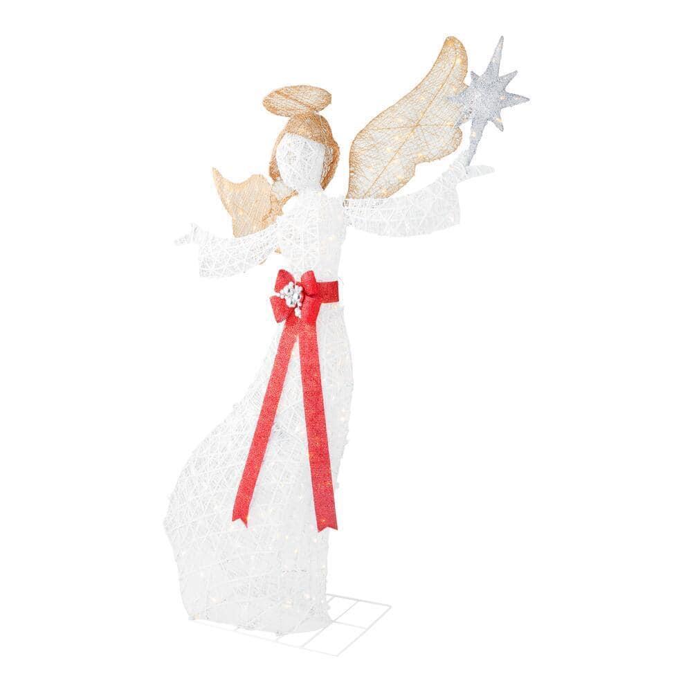 7.5 ft Warm White LED Angel with Star Holiday Yard Decoration ...