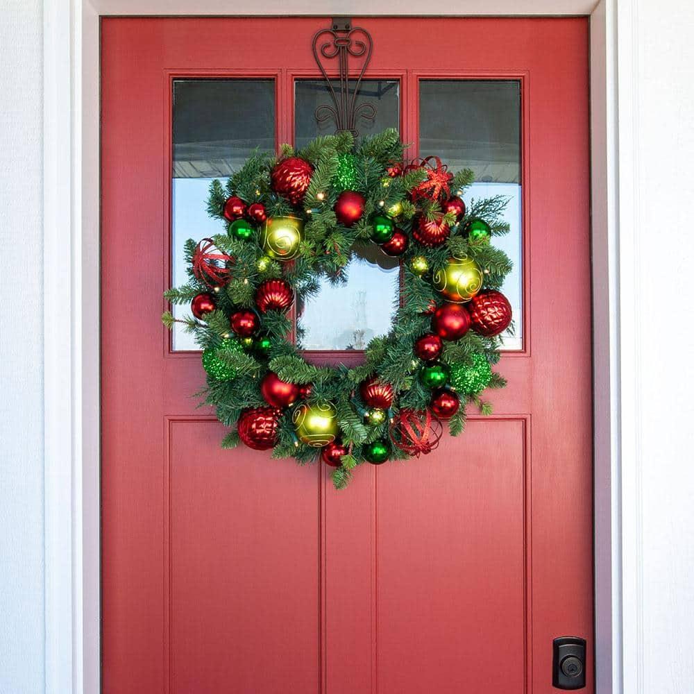 30 in. Artificial Pre-Lit LED Festive Holiday Wreath – Lamouren Online ...