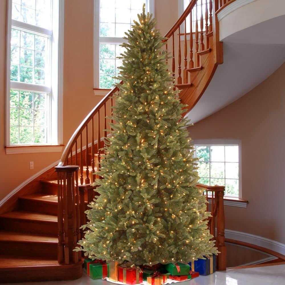 9 ft. Feel Real Tiffany Fir Slim Hinged Artificial Christmas Tree with ...