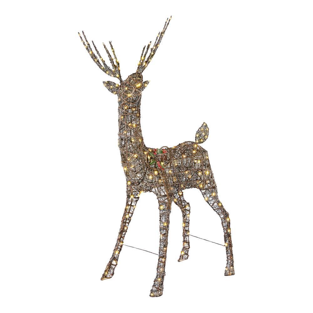 67 in Warm White LED Meadow Frost Brown Buck Holiday Yard Decoration ...