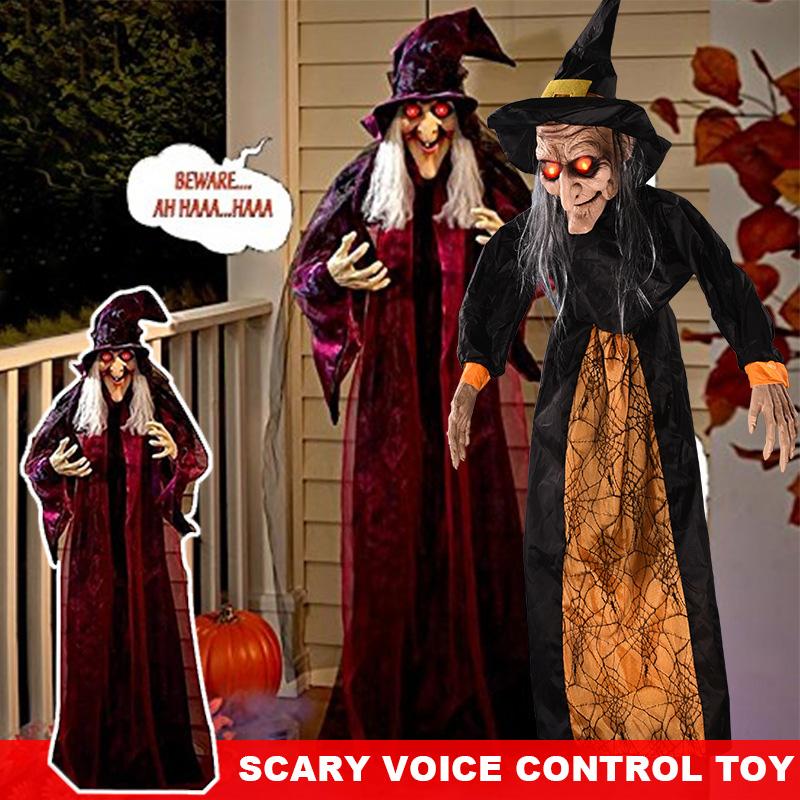 Liveday Talking Witch Halloween Haunted House Prop Decor Sound Control ...